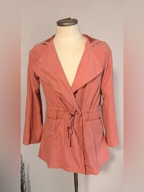 Milk and Honey Women's Hooded Utility Jacket in Rose Coral Medium New